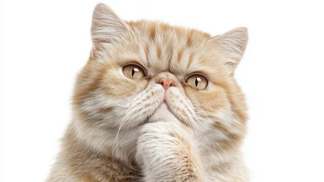 Thinking meme cat with copy space on white background cat-meme_1099