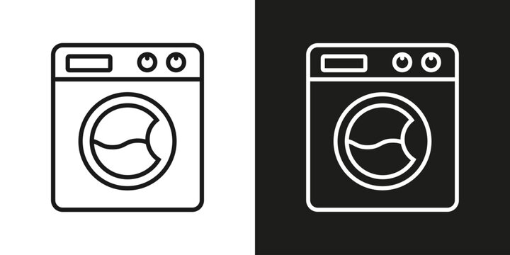 Washing machine - vector editable line icon.