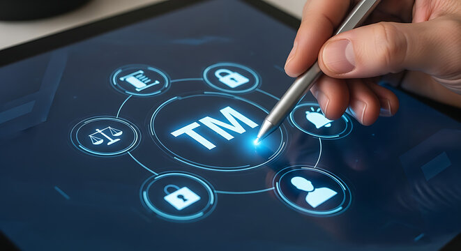 Trademark Registration Process Visualizing Digital Interface and Patent Protection