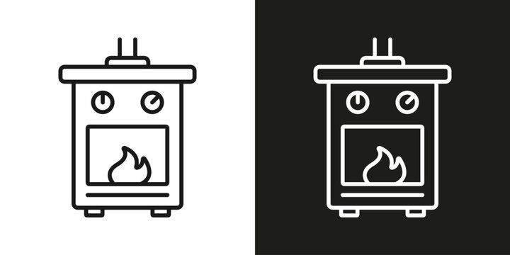 Electric Fireplace - vector editable line icon.