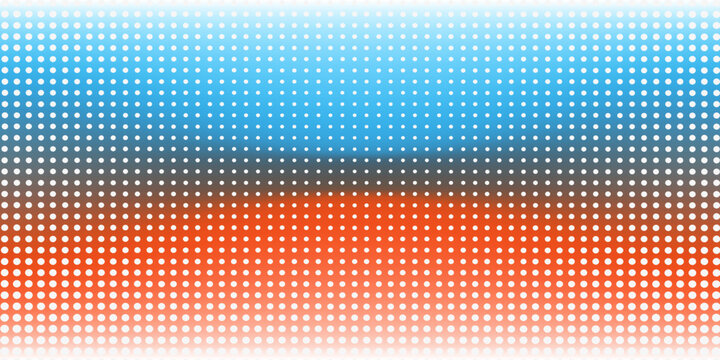 RGB monitor screen. Rainbow gradient background. Iridescent abstract color LED texture. Multicolored dot pattern. Vector