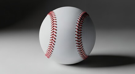 Classic Baseball Ball with Red Stitching on a Clean Background.