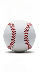 Classic Baseball with Red Stitching on White Background.