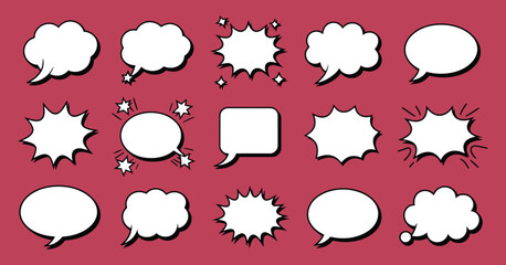 Fototapeta premium Comic Speech Bubble Vector Collection, Dialog and Thought Balloons Stock Illustration for Graphic Design, Marketing Materials, and Cartoon Layouts