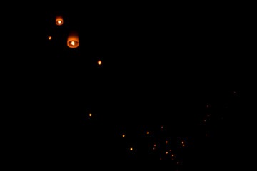 lanna Fly Lantern  isolated on black