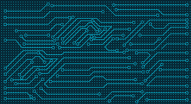 Abstract digital circuit board  with blue lines on a dark background, symbolizing technology and innovation