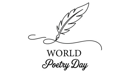 World Poetry Day elegant feather quill line art illustration with stylish typography, literature and creative writing celebration design © muhammad