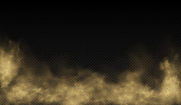 Abstract background with a lower border of a cloud of brown dust or smoke with particles.
