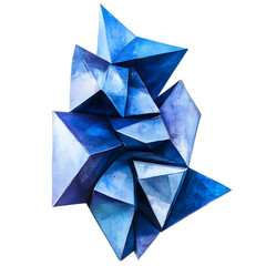 Stunning blue geometric origami sculpture with sharp angles