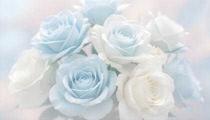 Serene Rose Bouquet: A delicate bouquet of soft, pastel-colored roses, evokes a sense of peace and tranquility, creating a visual symphony of gentle colors and textures.
