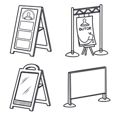 Blank signboard set with four different signs on stands signboards blank signs sign stands © RABBY
