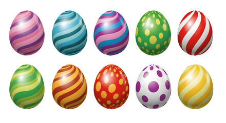 Fototapeta premium Easter eggs isolated on transparent background colorful easter eggs