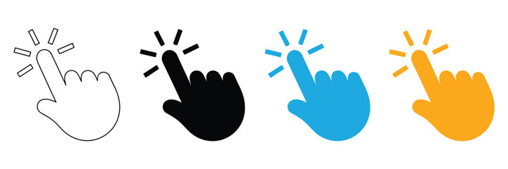 Fototapeta premium Hand Click Icon hand pointer vector symbol, click gesture illustration