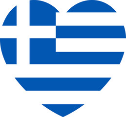 Greece flag heart shaped. Button, banner, badge in heart shape. National Greek sign. Travel icon, symbol.