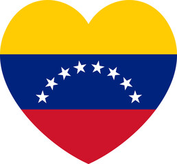 Heart shaped civil Venezuela flag background. Flag of Venezuela badge. Sticker flag of Venezuela.