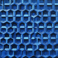 Blue honeycomb pattern with hexagonal cells and 3D effect
