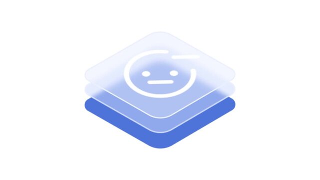 Isometric smiley face icon layered on transparent background design element