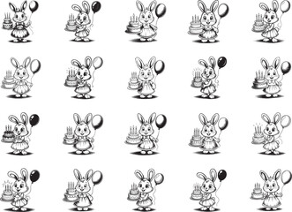 Birthday Bunny Clipart  Cute Party