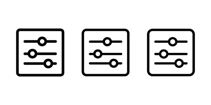 Adjust icon, control icon vector, filter icon, setting icon isolated on white background. flat line style control button