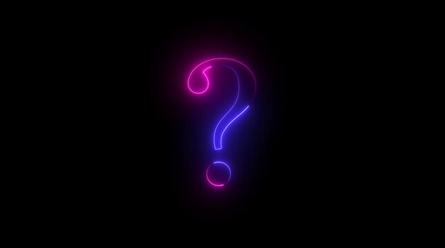Question mark icon. problem sign. neon question mark icon animation on black background.. 4k video....