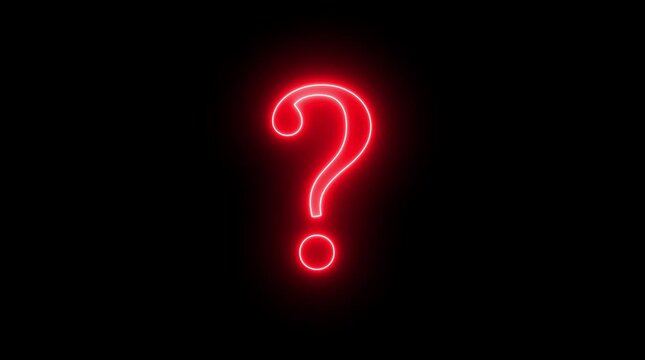 Question mark icon. problem sign. neon question mark icon animation on black background.. 4k video....