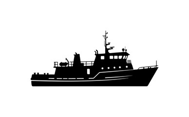 Obraz premium Modern Research or Patrol Vessel Vector Illustration