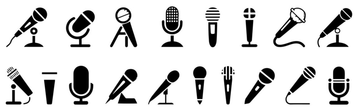 microphone icon set for podcast karaoke