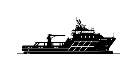 Obraz premium Modern Research or Supply Ship Vector Illustration