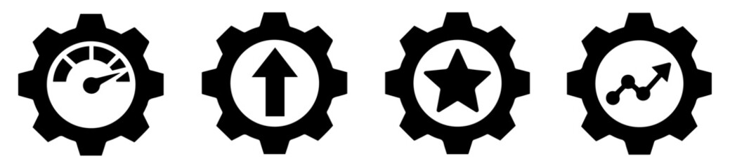 productivity performance strategy icons vector set