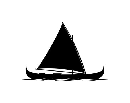 Minimalist Black and White Sailboat Vector Illustration