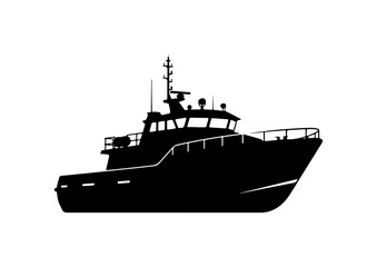 Obraz premium Modern Vessel Silhouette - Black Vector Ship Illustration