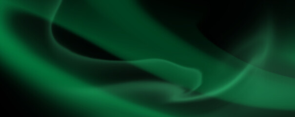 Obraz premium Green abstract energy light waves flowing through darkness