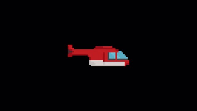 8bit Pixel Art Helicopter Looping Animation with Transparent Background &ndash; Retro Chopper