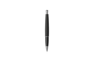 Fototapeta premium Elegant black ballpoint pen with chrome accents isolated for corporate business and stationery design