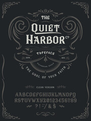 Font The Quiet Harbor. Vintage design. © magicpics1806
