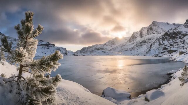 dramatic snowy panorama of lagoa comprida serra da estrela portugal video