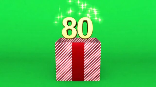 4K video of a gift box with 80 on top