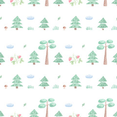 Seamless pattern with forest elements