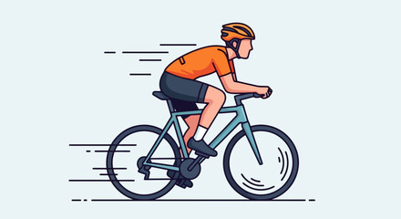 Obraz premium Man riding a bicycle fast with motion lines.