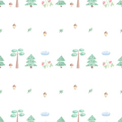 Fototapeta premium Seamless pattern with forest elements