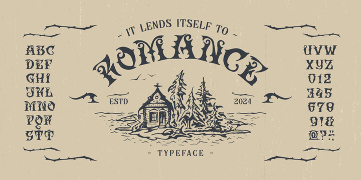Font The Romance. Craft vintage typeface design.
