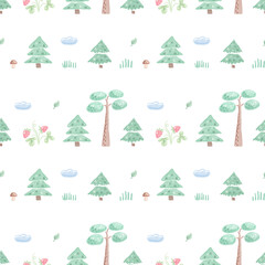 Seamless pattern with forest elements