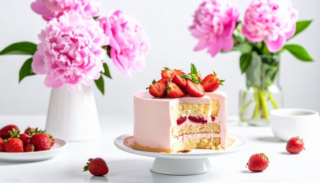 Erdbeertorte mit Pfingstblumen