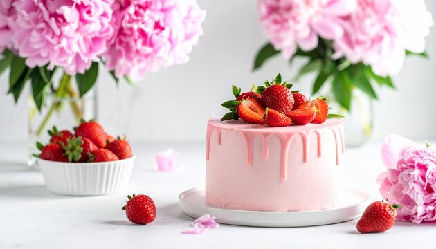 Erdbeertorte mit Pfingstblumen