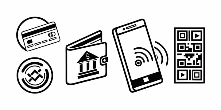 Illustration of various payment methods and digital transactions Vector