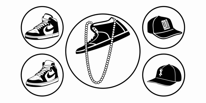 Assorted hats and headwear displayed in circular arrangement Vector