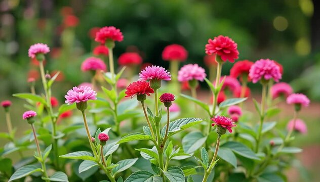 A backyard garden filled with mature sweet william plants bearing multiple colorful blooms 