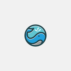 Blue whale logo design simple and modern perfect for branding.
