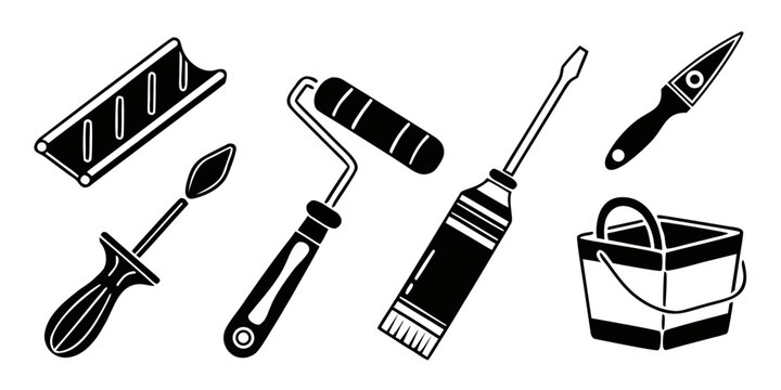 A collection of various kitchen utensils and tools used for cooking and baking Vector