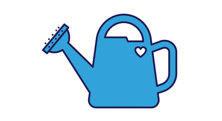 Fototapeta premium Charming blue watering can with heart detail, perfect for gardening illustrations and designs